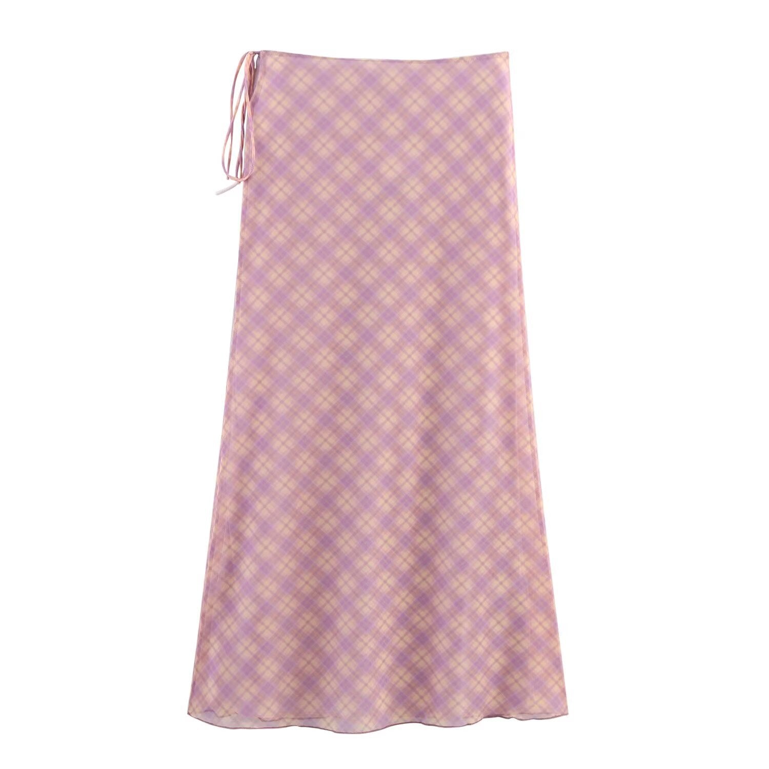 Fashion mesh printed shirt+mid skirt set for women